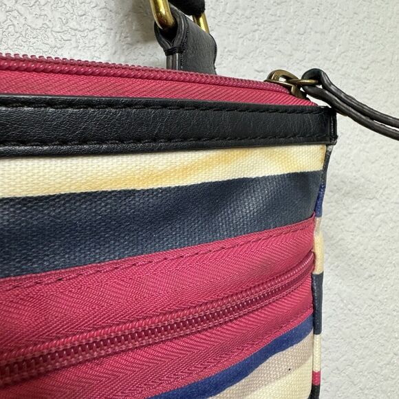 FOSSIL ELIZA Crossbody Blue Multi-Striped Coated Canvas Messenger Bag SHB1923425 - Picture 3 of 5